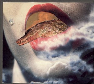 alligator crawls from a woman's open mouth